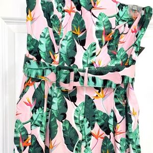 Strapless belted jumpsuit